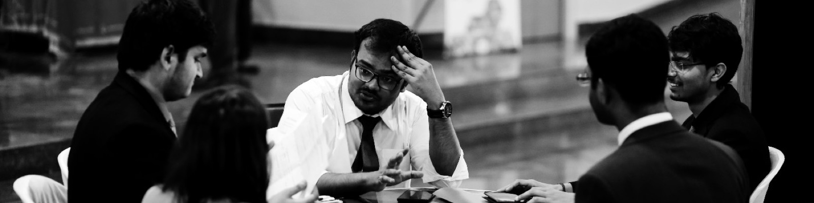Saurabh Raj leading a case discussion with peers